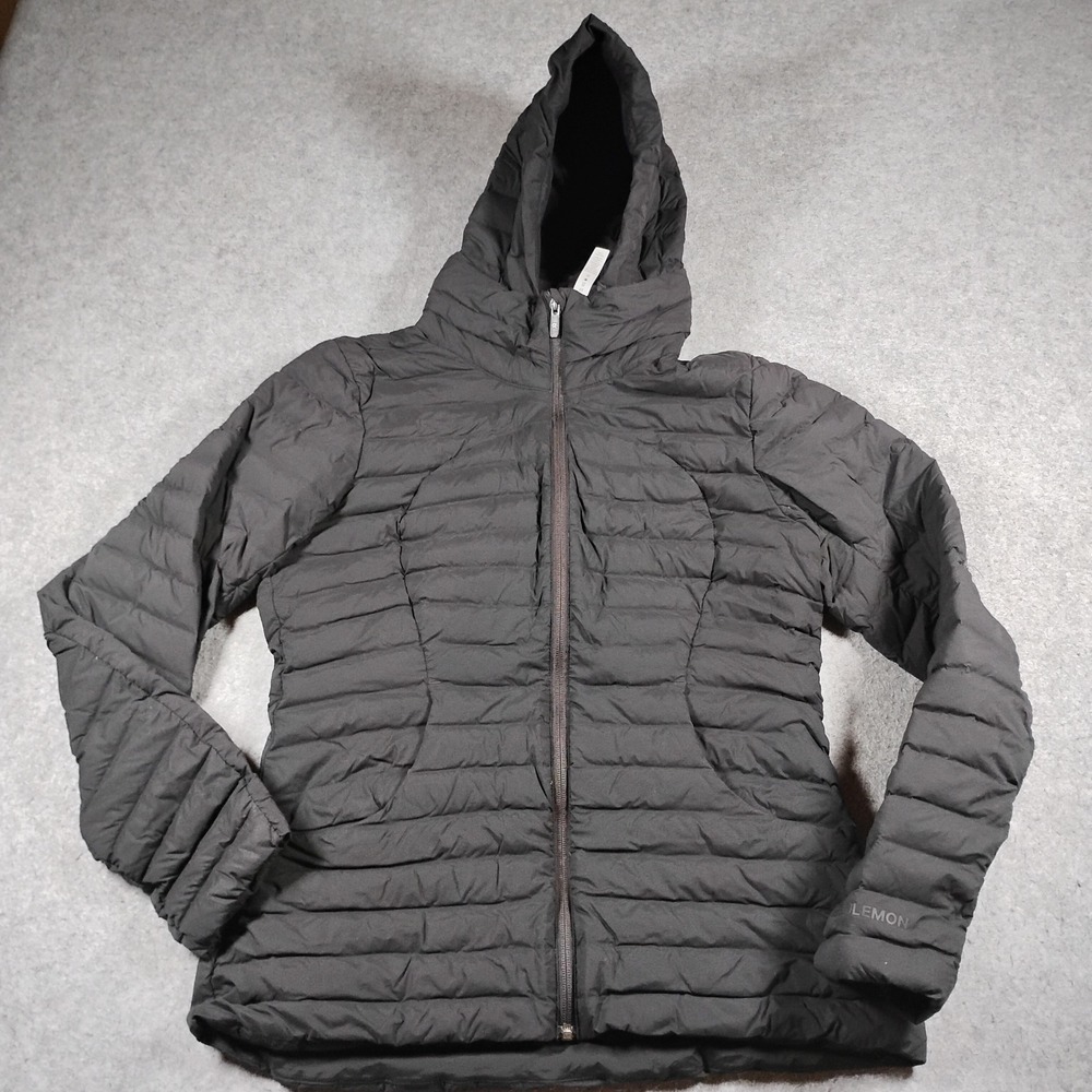Lululemon Pack It Down Jacket Women's Size 10 Hooded Puffer Black Goose Down